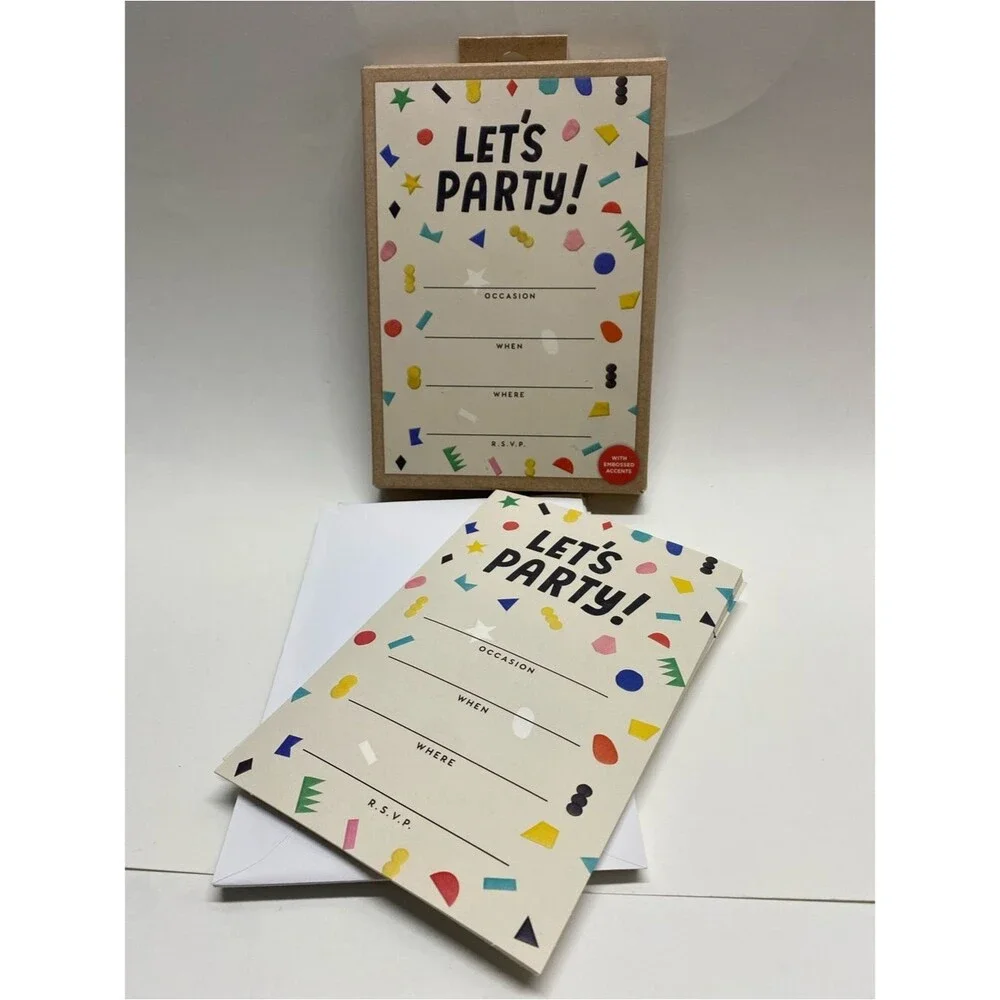 * Hallmark Let's Party 20 Invitation Cards - Multicolor Confetti on Cream